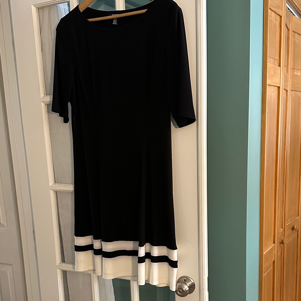 Chaps Black Dress with White Accents